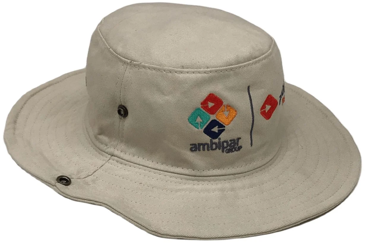 Gugalele 01 - Chapeu Promocional Modelo Australiano, Brim, Bordado