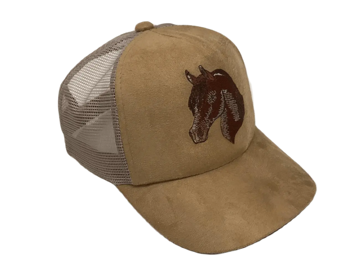 Gugalele 06 - Bone Modelo Americano, Suede, Tela Laterais e Traseiro, Bordado Frente, Aba Simples